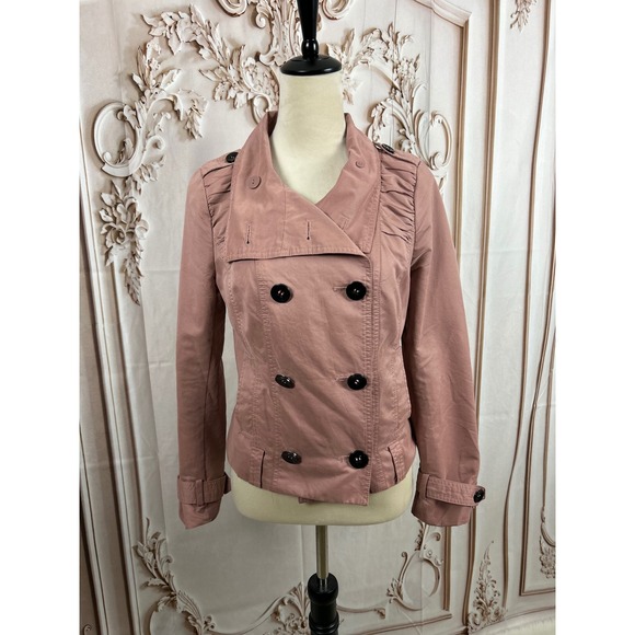 Vero Moda Women's Blush Pink Ruched Sleeve Double Breasted Trench Coat - Picture 1 of 9